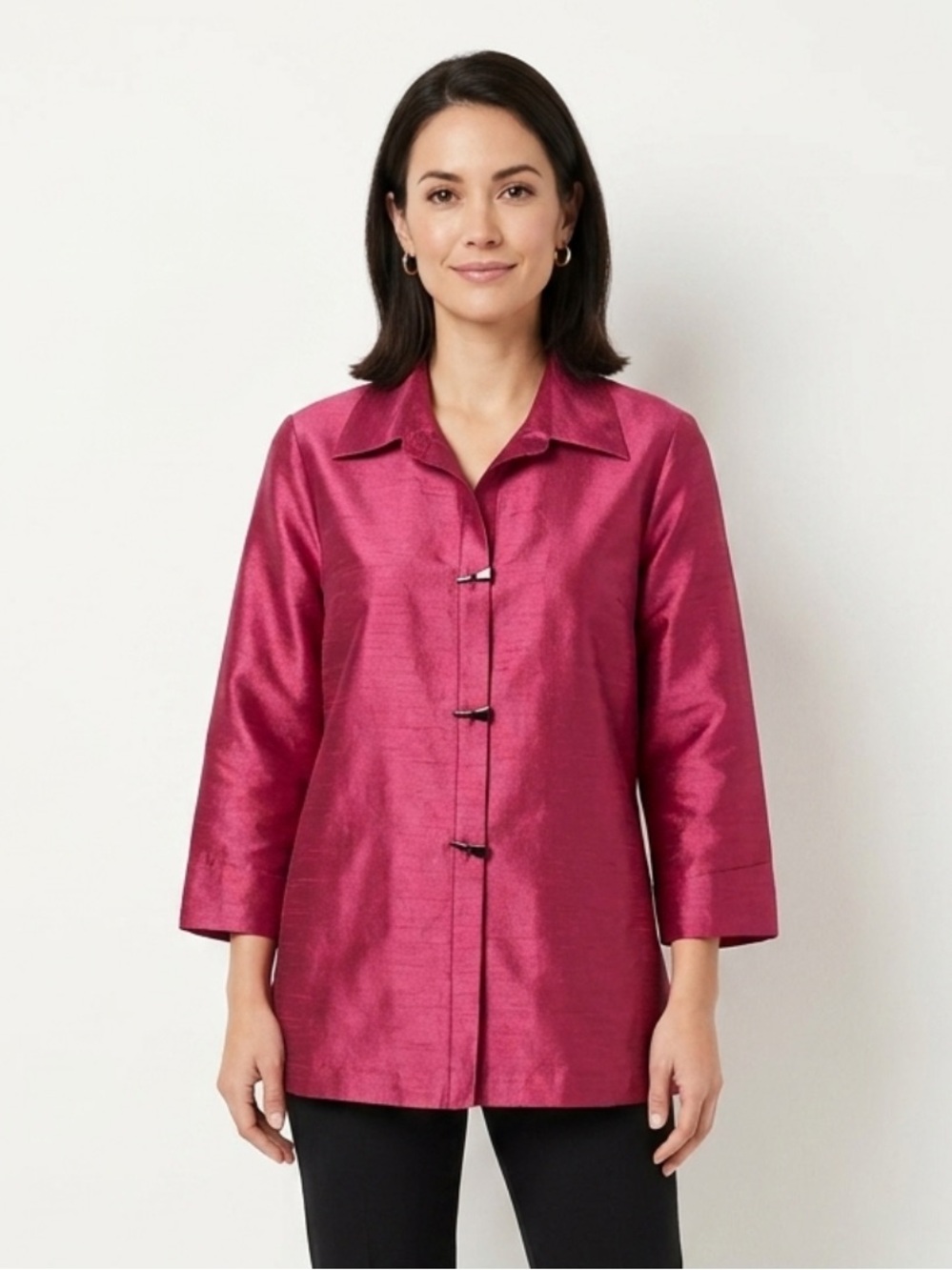 Gump’s San Francisco Women’s XL Textured Silk Blend Pink Jacket